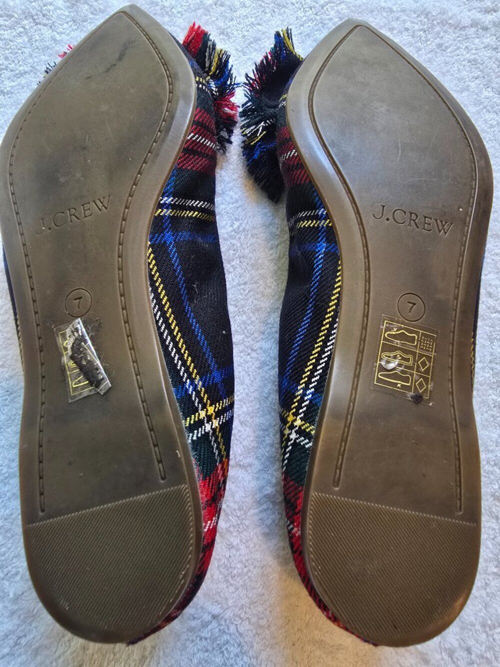 J. Crew Lottie Bow Flats in Wool Tartan Plaid with a Frayed Bow Accent - Picture 2 of 2